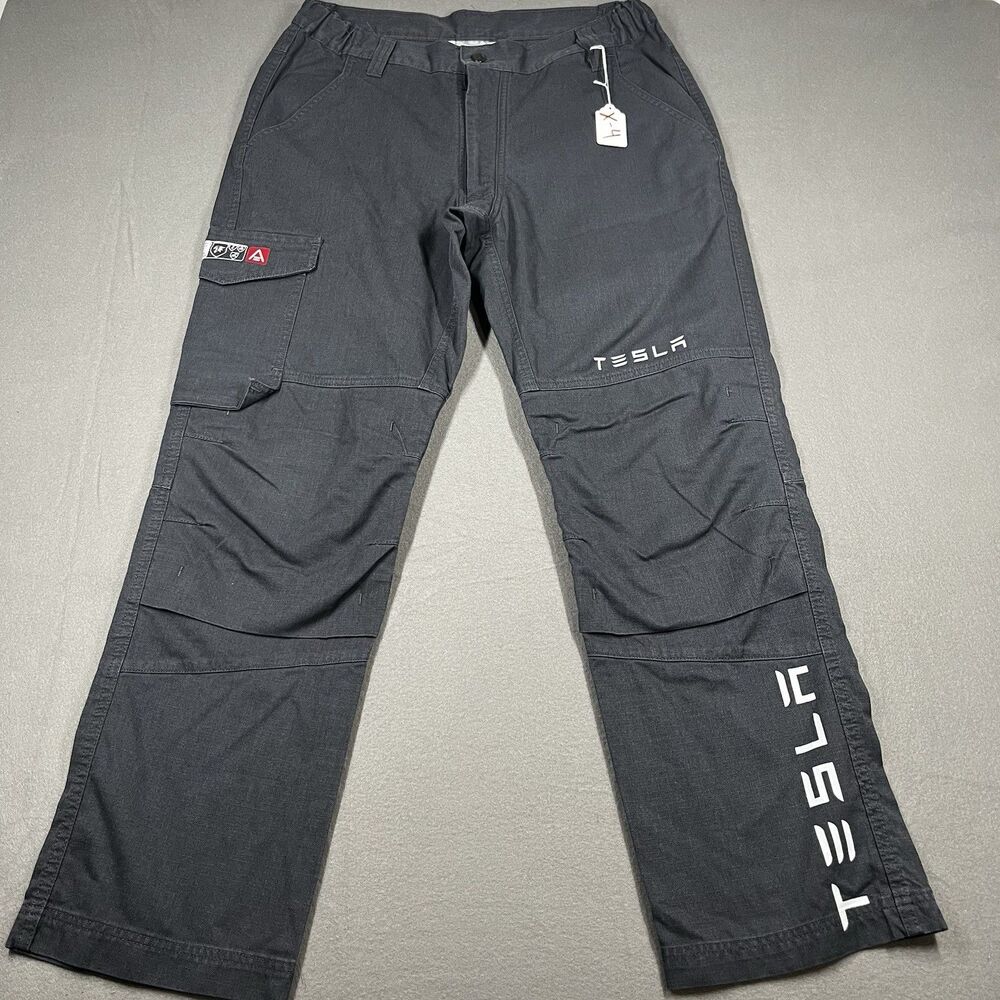 Tesla Black Men's Cargo Pants - Utility Workwear 36 x 32